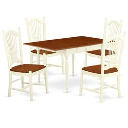 East West Furniture - Dining Room Set Buttermilk & Cherry - Brown