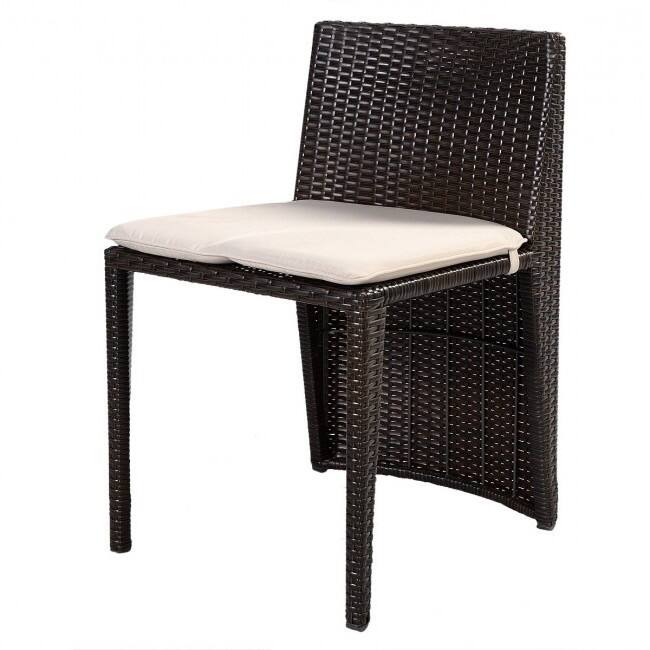Left. Hivvago - 3 Piece Compact Espresso/White Wicker Patio Cushioned Outdoor Chair Table Set - Espresso/White.