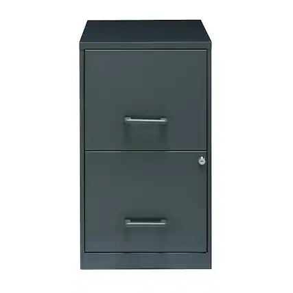 Front. Hirsh - Office Designs 18in. 2-Drawer Metal File Cabinet - Charcoal.