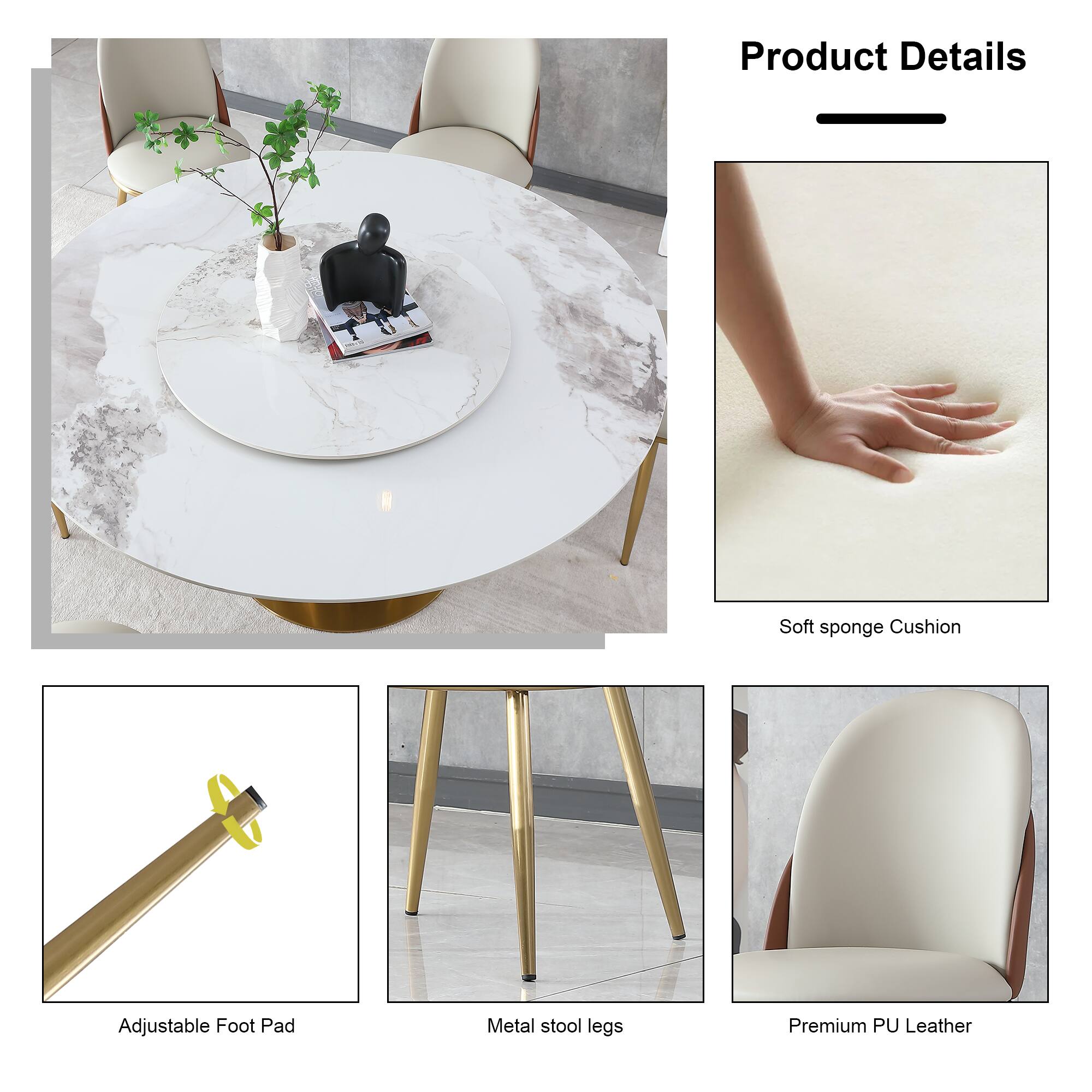 Product Details

- Soft sponge Cushion
- Adjustable Foot Pad
- Metal stool legs
- Premium PU Leather