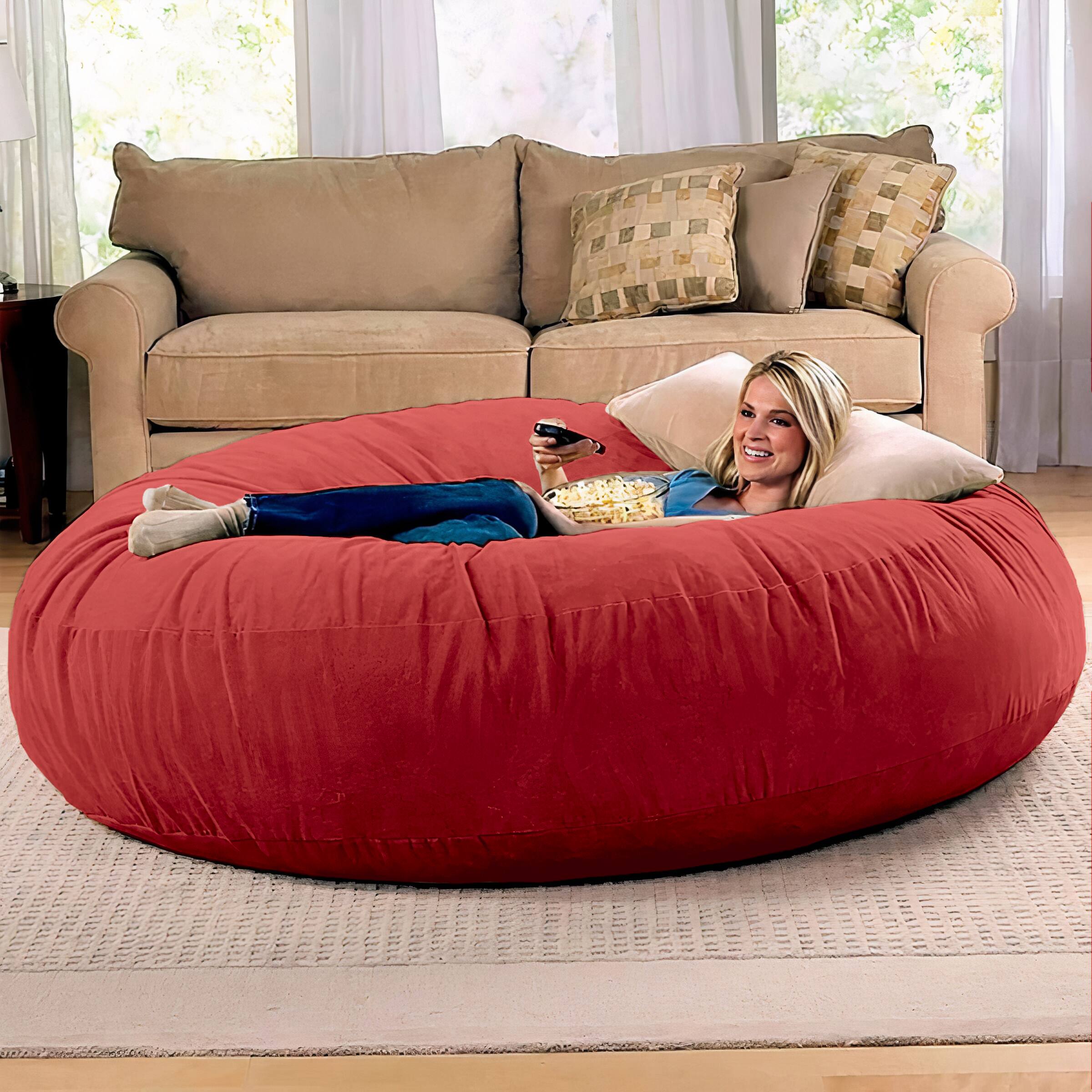 Left. Jaxx - Jaxx 6 Foot Cocoon - 2-in-1 Convertible Bean Bag Bed & Large Bean Bag Chair for Adults, Cinnabar - Cinnabar.