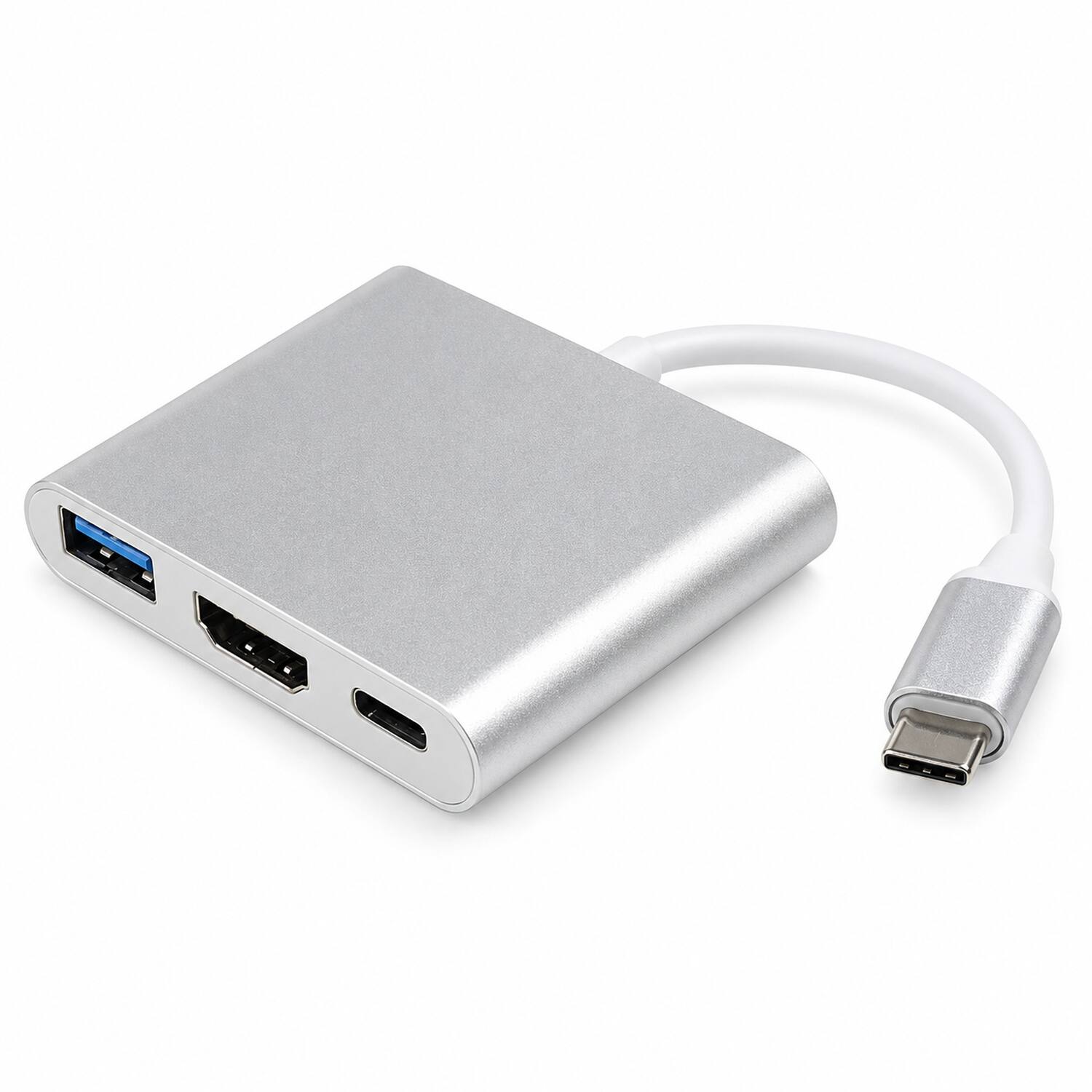 Front. Sanoxy - 3 in 1 usb 3.0 hub type c usb c to 1080p 4k hdmi+usb adapter with PD charging port - Silver.