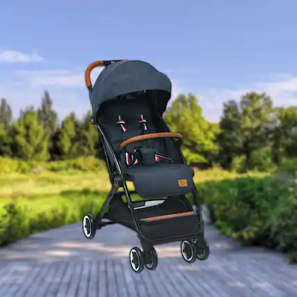 Front. Hivvago - Compact Lightweight Travel Stroller for Toddlers Portable Airplane-Friendly Baby Stroller - Blue.