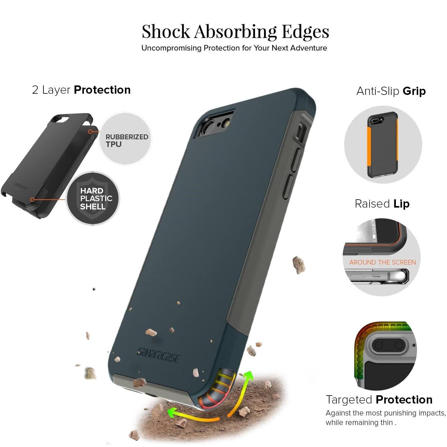 Alt View Zoom 13. SaharaCase - Inspire Series Case for Apple iPhone 7, 8, SE (3rd Generation 2022) - Blue/Gray.