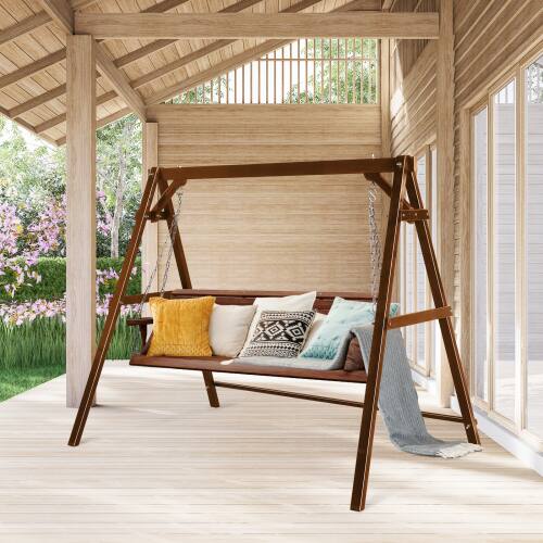 Alt View 10. Winado - Wooden Porch Swing Frame Only, A-Frame Porch Swing Stand for 5FT Wooden Swing Hanger for Indoor Outdoor Garden Patio - Carbonized.
