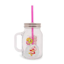 Silver Buffalo - Strawberry Shortcake Cloud and Balloons 21-Ounce Glass Mason Jar With Handle - Clear