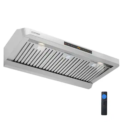 Front. Costway - Costway 36 Inch Under Cabinet Range Hood with Oil Collector, 4 Fan Speeds, Touch/Gesture - Silver.