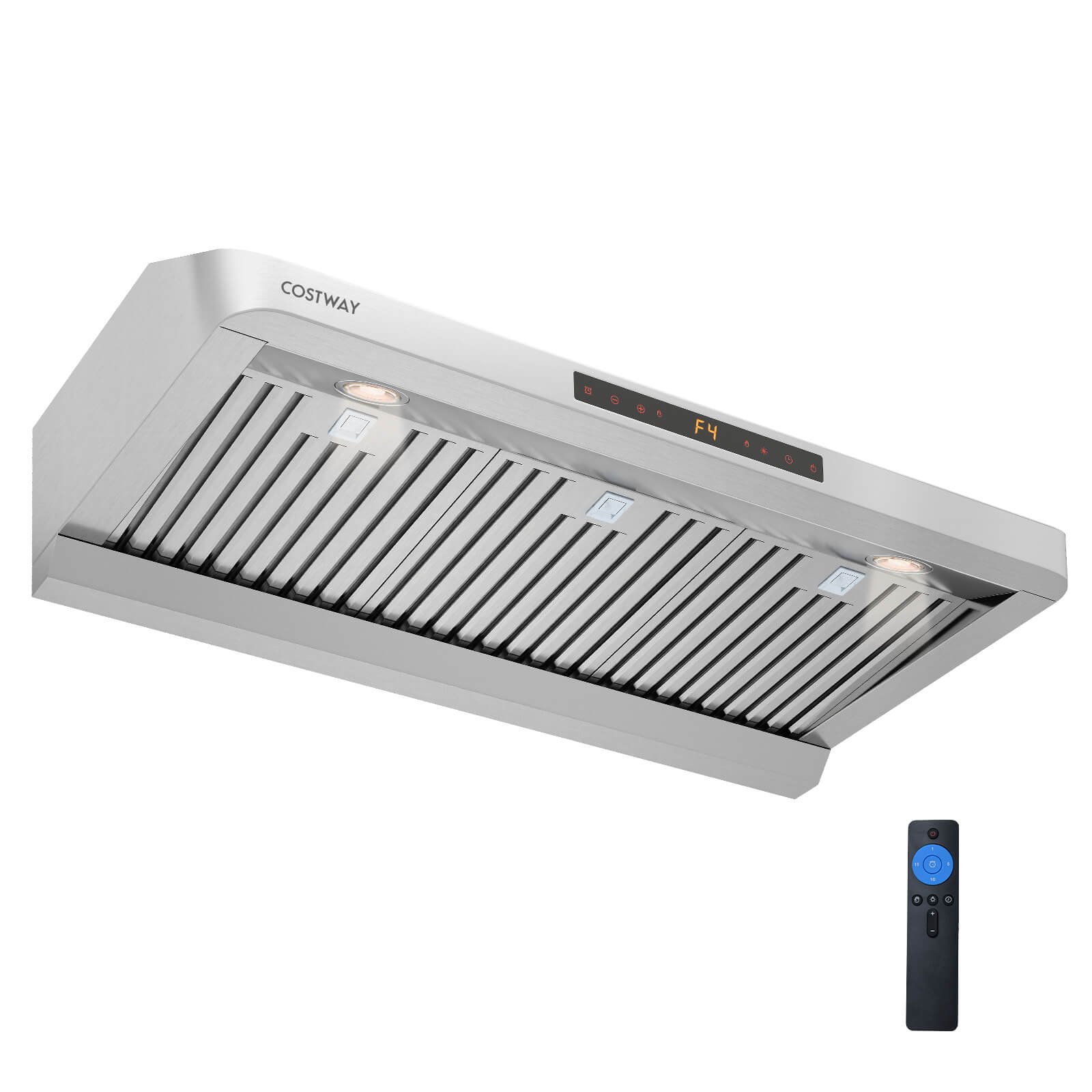 Front. Costway - Costway 36 Inch Under Cabinet Range Hood with Oil Collector, 4 Fan Speeds, Touch/Gesture - Silver.