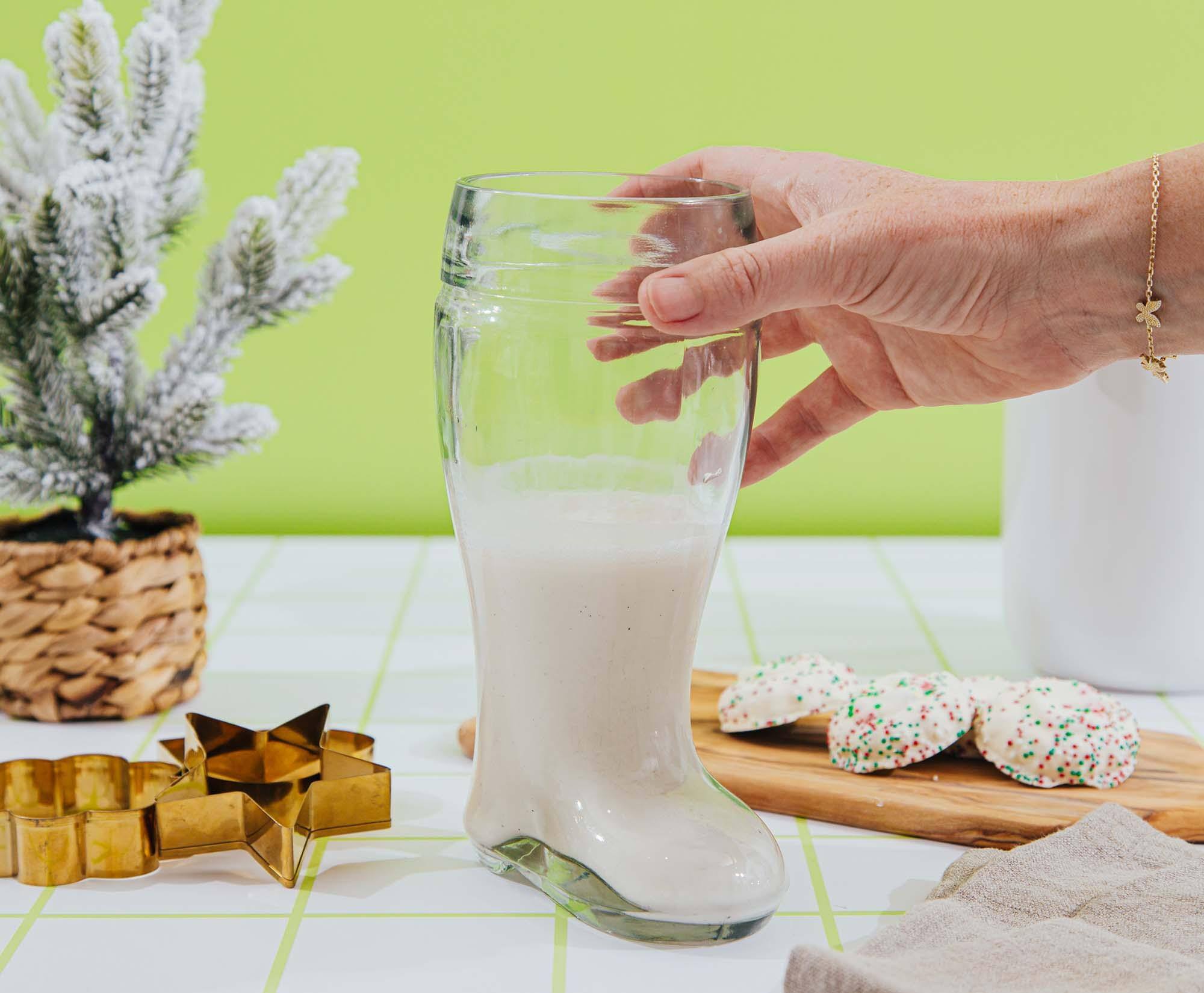 Alt View 3. Silver Buffalo - Santa Claus Boot Sculpted Glass Cup | Holds 23 Ounces - Yellow.