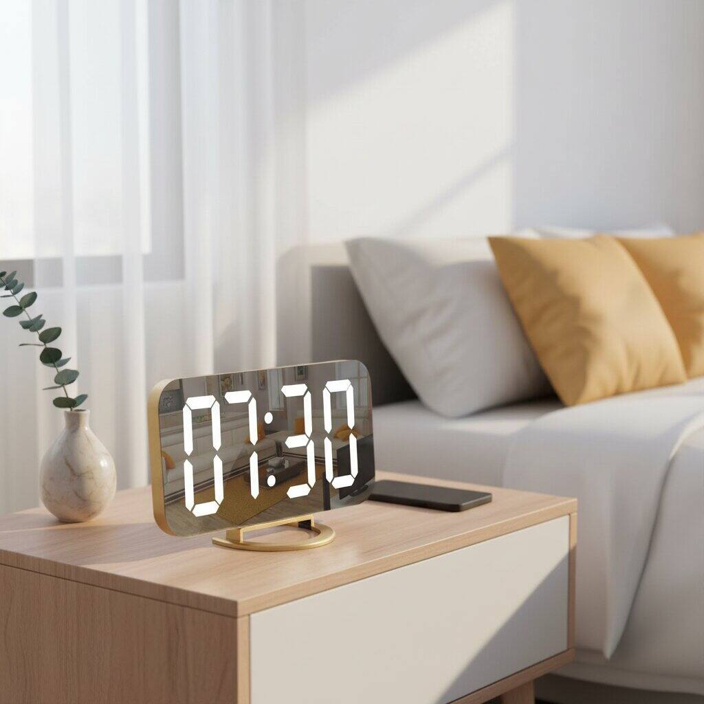 Alt View 2. Dazzed Corner - Digital Alarm Clock,LED and Mirror Desk Clock - Gold.