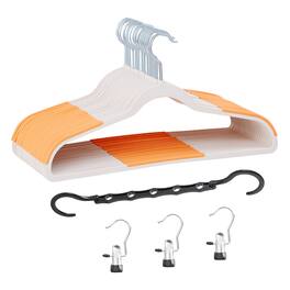 Vecelo - 25 Pack Non-Slip Hangers with With Hooks– Space Saving Slim Clothes Hangers for Adult Clothes - Orange