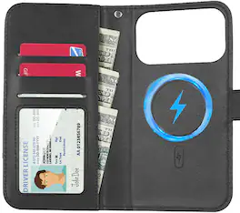 Nakedcellphone - Magnetic Wallet for iPhone 17 Pro Max - Compatible with MagSafe Case - Black