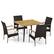 Front. Costway - 5 PCS Patio PE Wicker Dining Set Table and Chairs with Cushions 1.9" Umbrella Hole - Mix Brown + Off White.