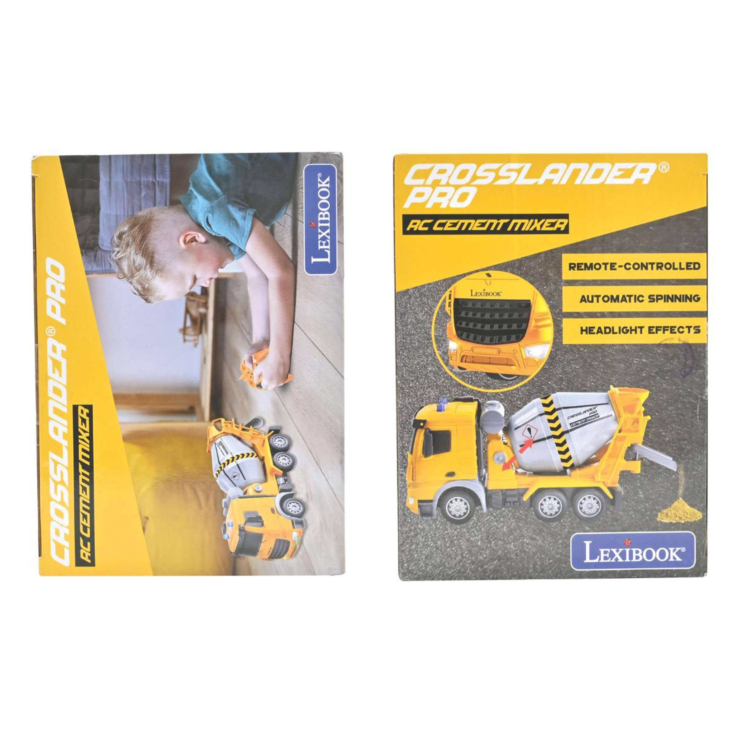 CROSSLANDER PRO  
AC CEMENT MIXER  
REMOTE-CONTROLLED  
AUTOMATIC SPINNING  
HEADLIGHT EFFECTS  
LEXIBOOK