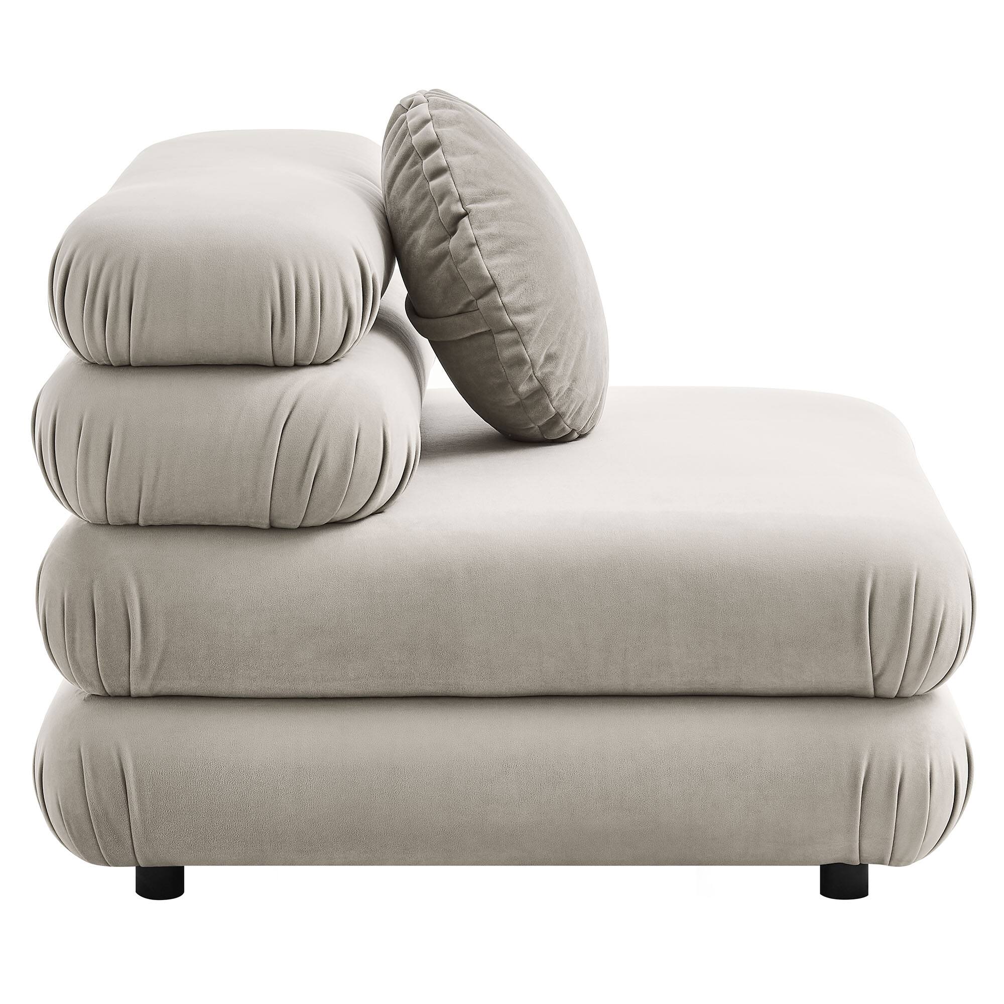 Back. Modway - Jubilee Modular Performance Velvet Armless Chair by Modway - Almond.
