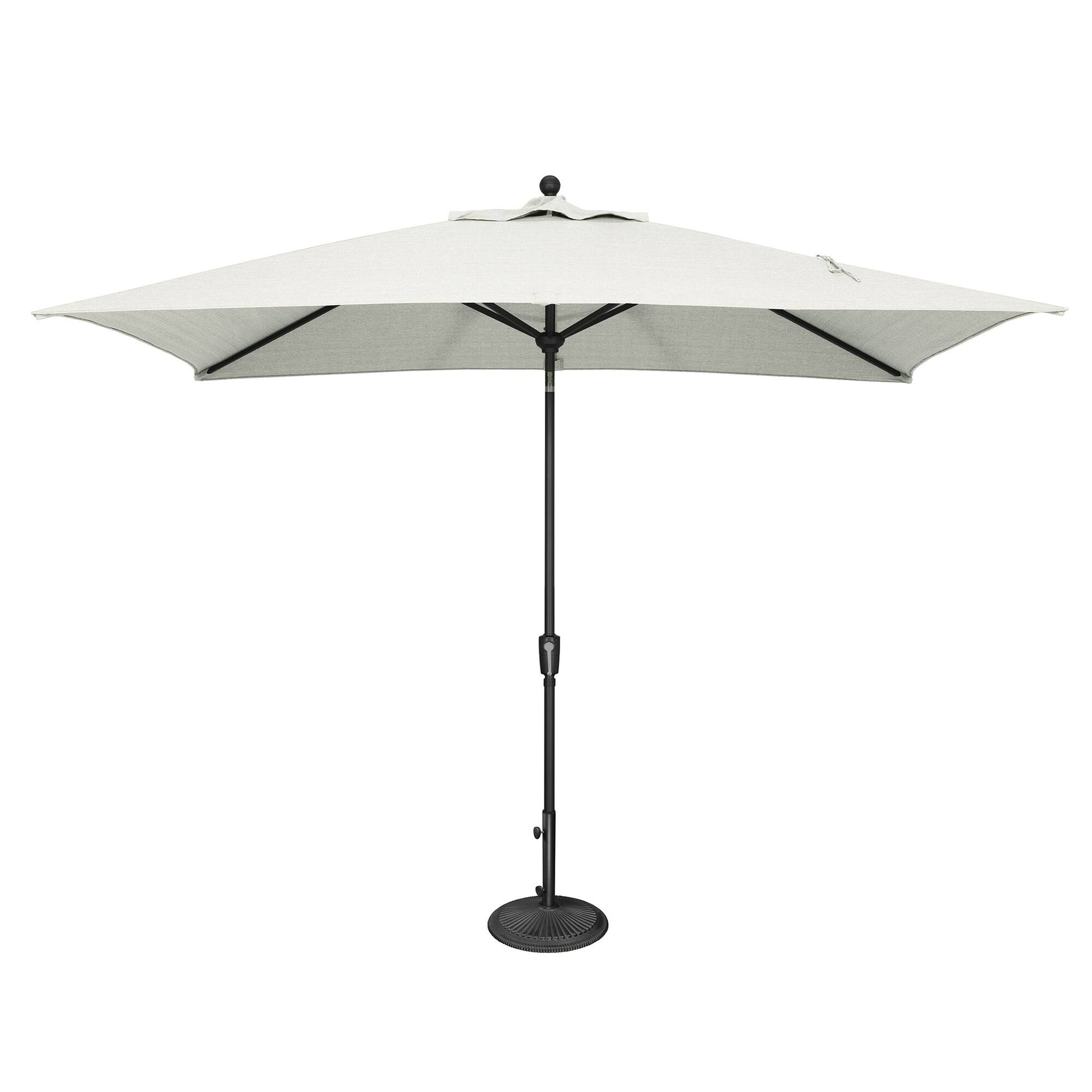 Mondawe - 6.6' x 10' Rectangle Patio Umbrella Push Button Tilt Black Frame - Natural