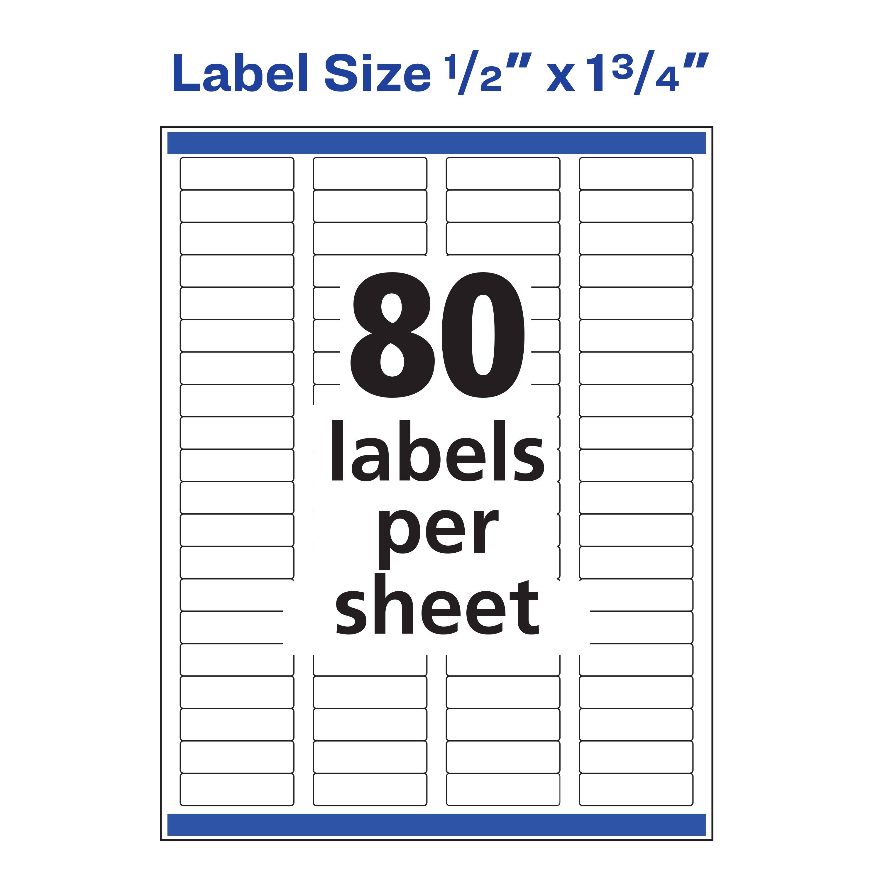Label Size 1/2" x 13/4"  
80 labels per sheet