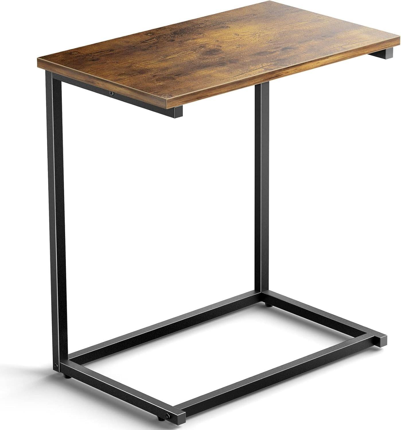Front. Pipishell - C Shaped End Table 27 inches High, Side Table for Couch Slide Under - Fire Cloud Color.