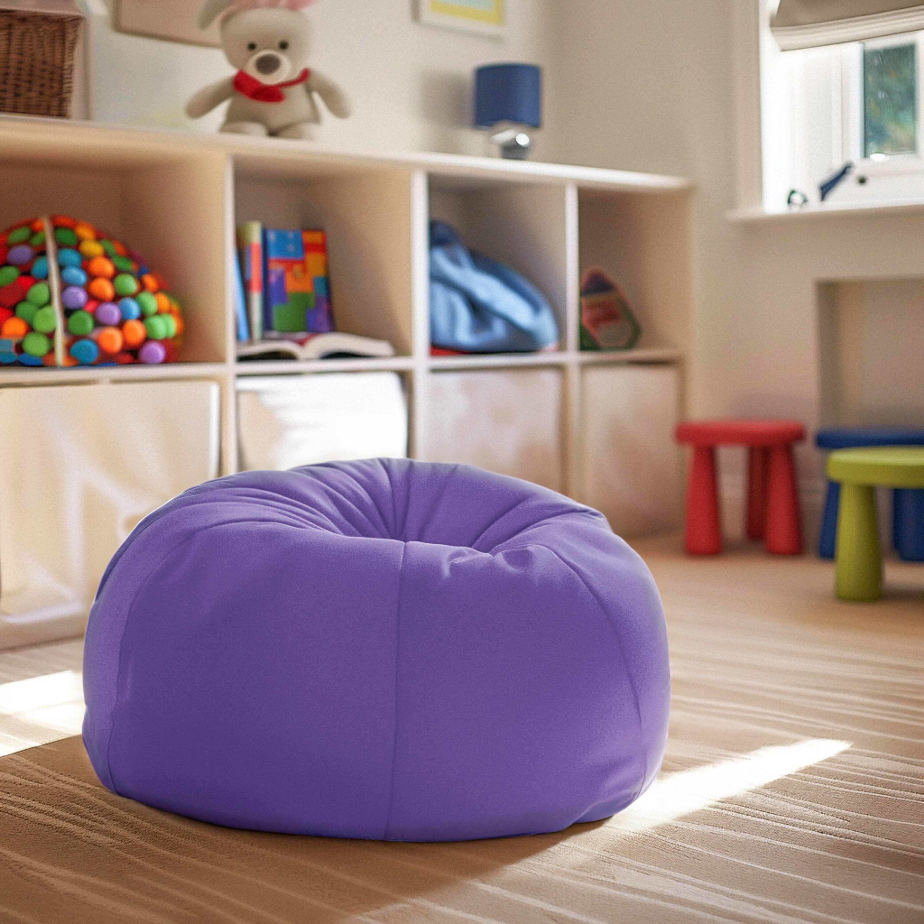 Alt View 1. Emma + Oliver - Small Bean Bag Chair for Kids and Teens - Purple.
