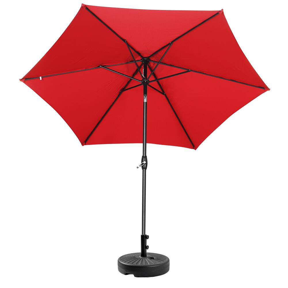 Back. Ainfox - Ainfox 9ft Patio Umbrella With Round umbrella base - Red.