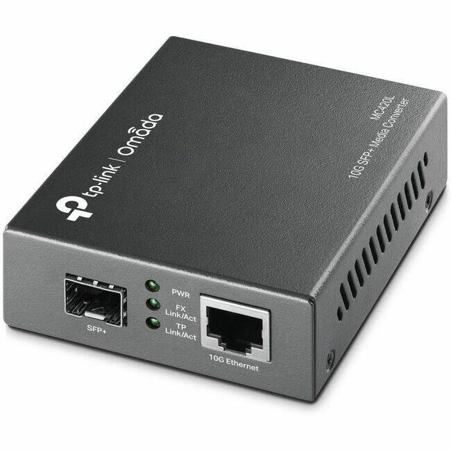 tp-link Omda  
10G SFP+ Media Converter  
MC420L  

PWR  
FX Link/Act  
TP Link/Act  
SFP+  
10G Ethernet