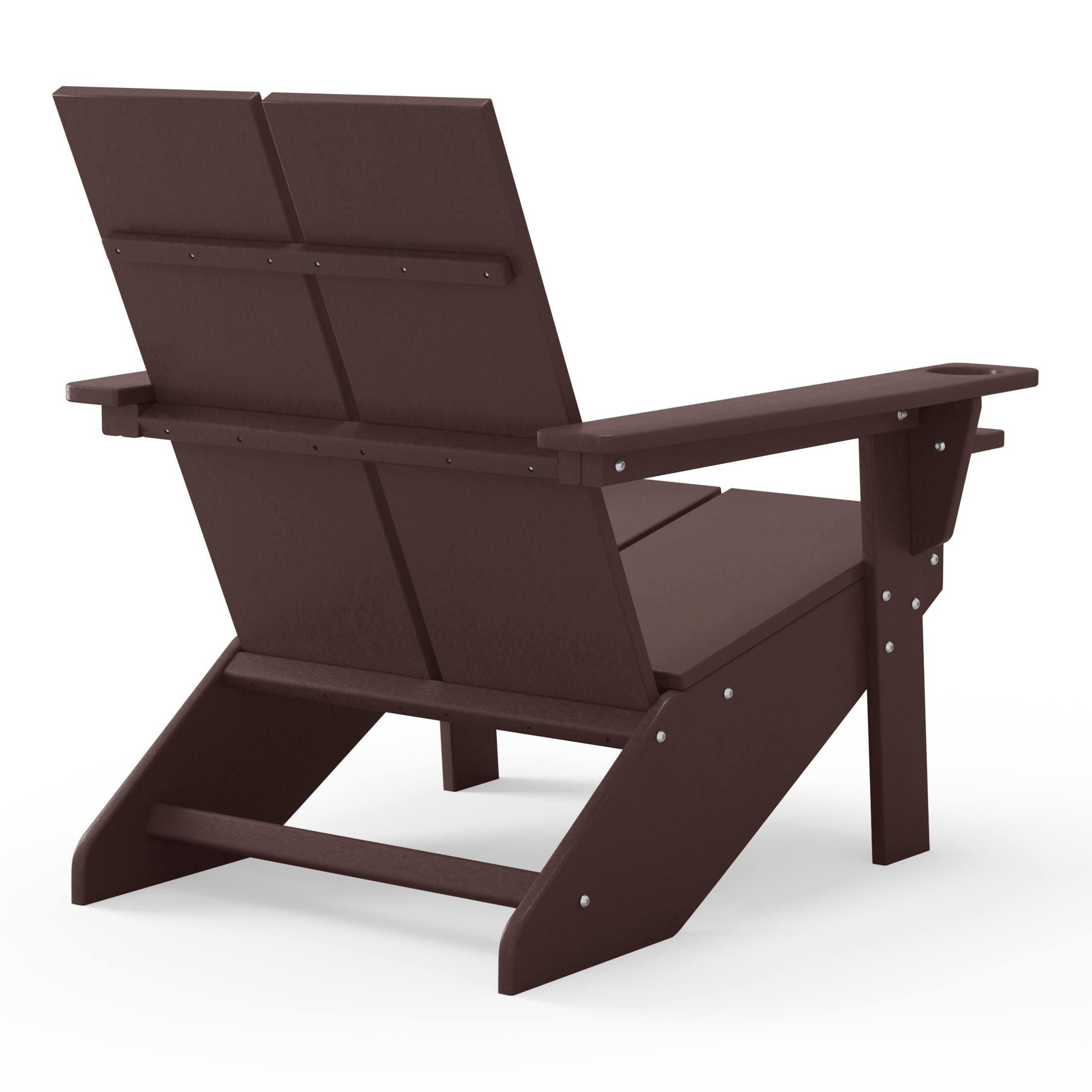 Back. WestinTrends - WestinTrends Riviera Outdoor HDPE Modern Adirondack Chair with Cup Holder - Dark Brown.