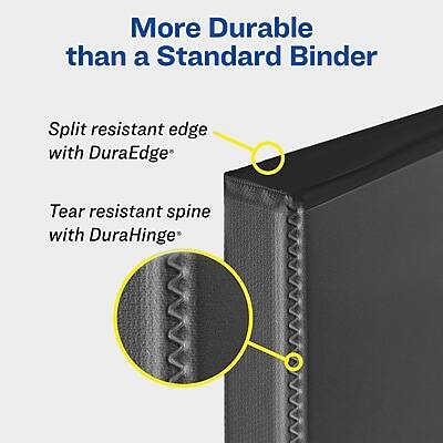 More Durable than a Standard Binder

- Split resistant edge with DuraEdge®
- Tear resistant spine with DuraHinge®