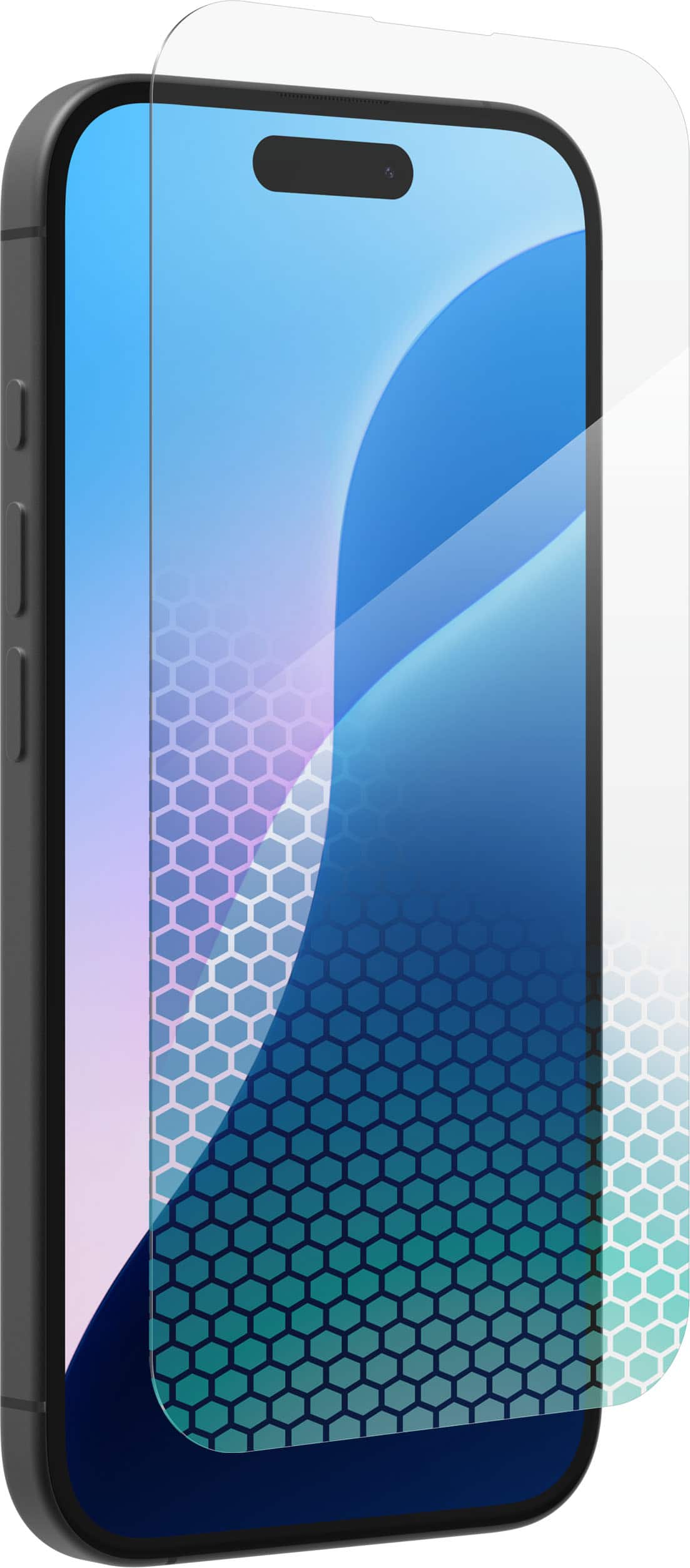 Angle. ZAGG - Glass XTR4 Advanced Edge-to-Edge Screen Protector for Apple iPhone 16, iPhone 15 - Clear.
