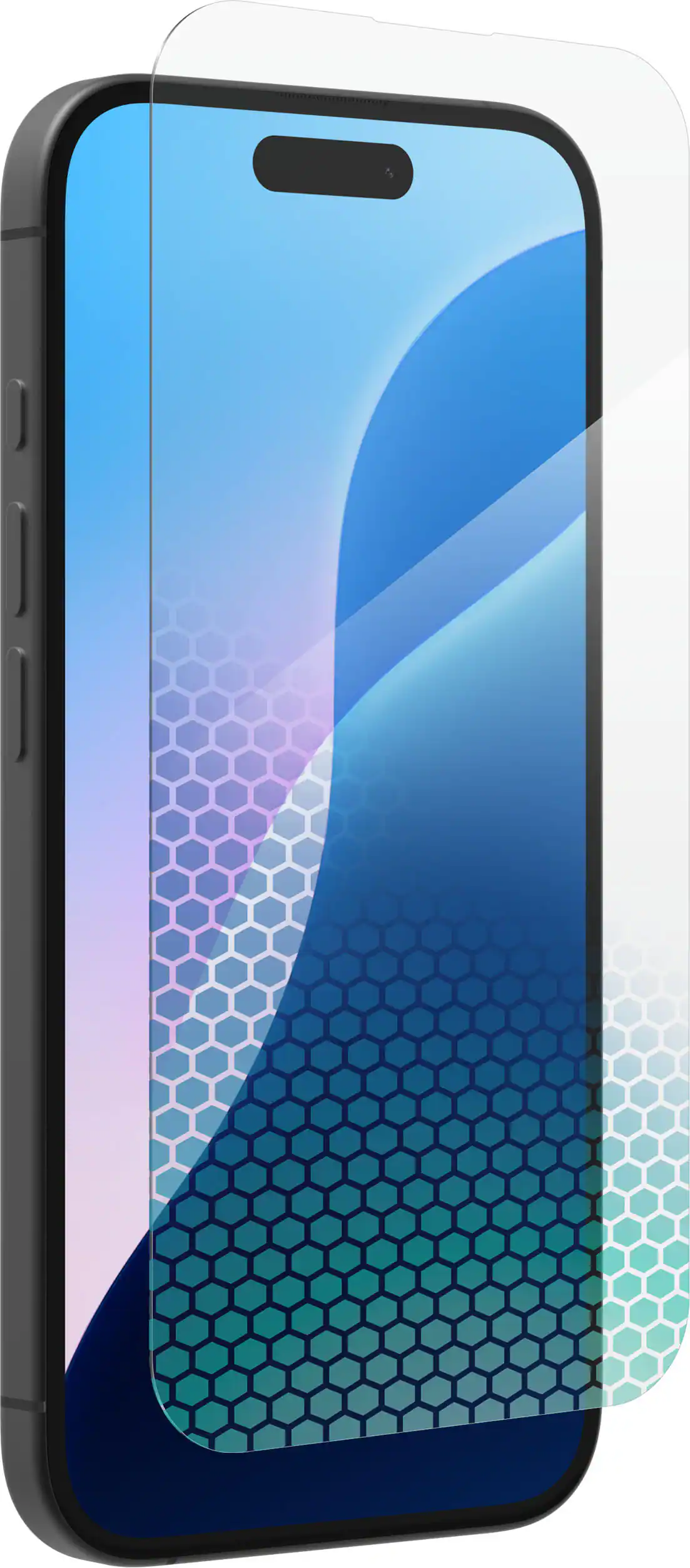 Angle. ZAGG - Glass XTR4 Advanced Edge-to-Edge Screen Protector for Apple iPhone 16, iPhone 15 - Clear.