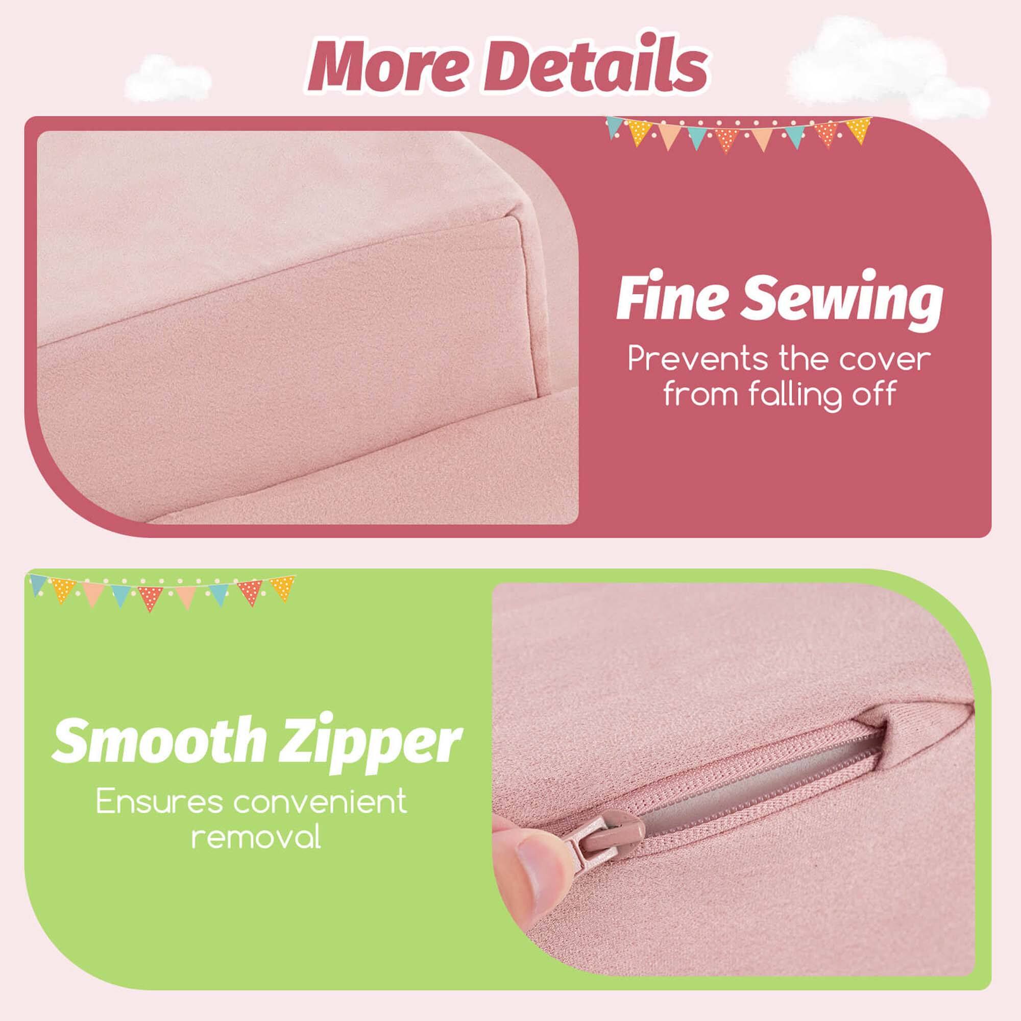More Details

Fine Sewing  
Prevents the cover from falling off

Smooth Zipper  
Ensures convenient removal