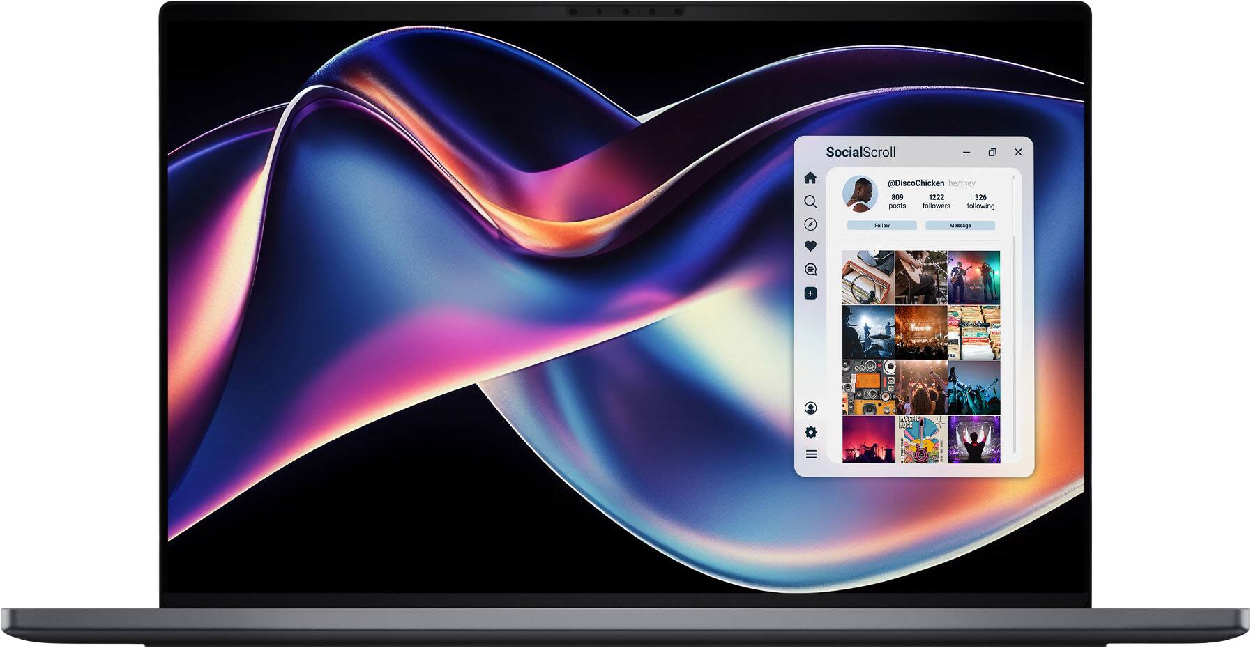 SocialScroll - x @DiscoChicken herthey BOS 1222 326 posts followers following # Pallion Meenage ; LUT ddd