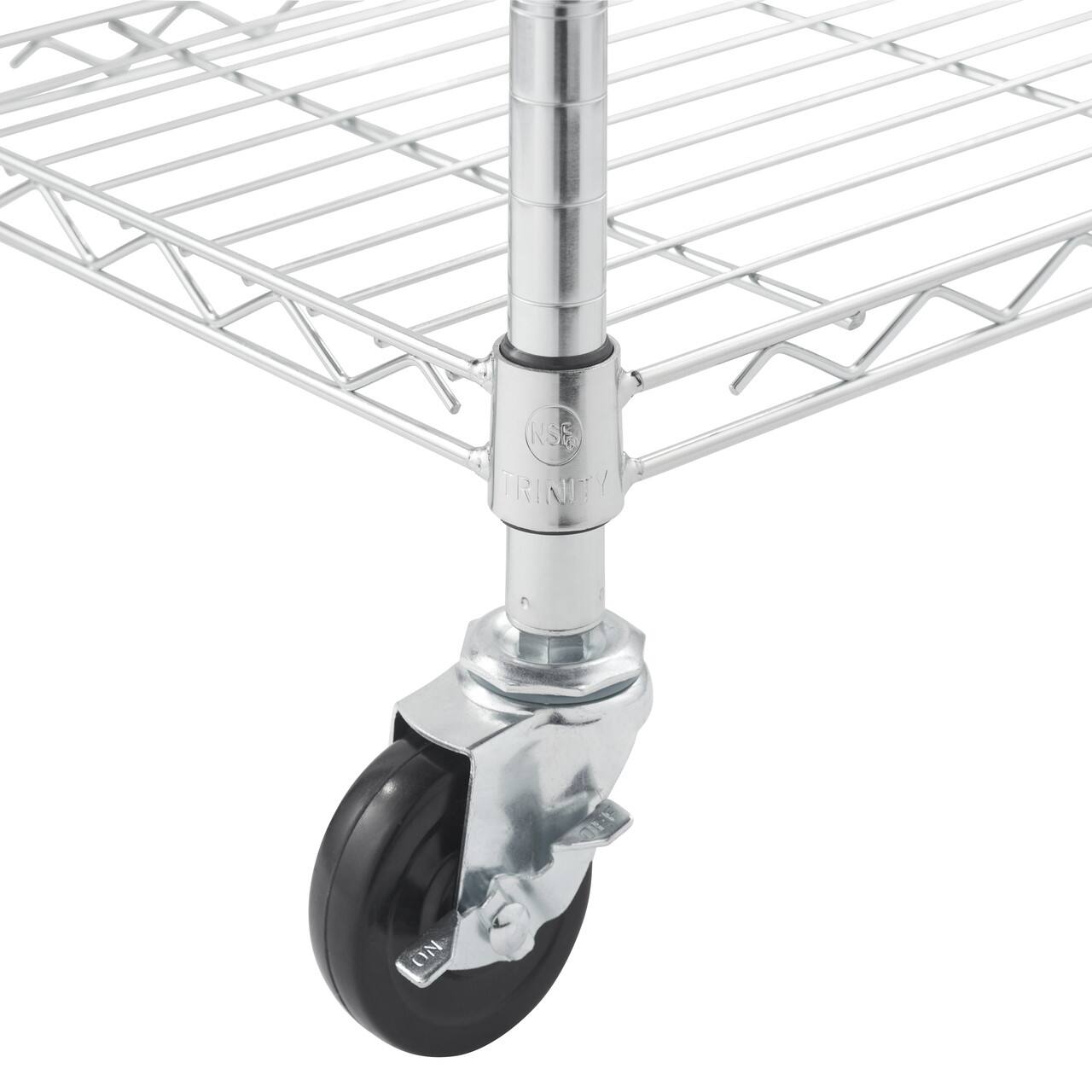 Alt View 20. TRINITY - EcoStorage 5-Tier 30x14x72 Modular Commercial Wire Shelving NSF w/ Baskets & Wheels Chrome - Chrome.