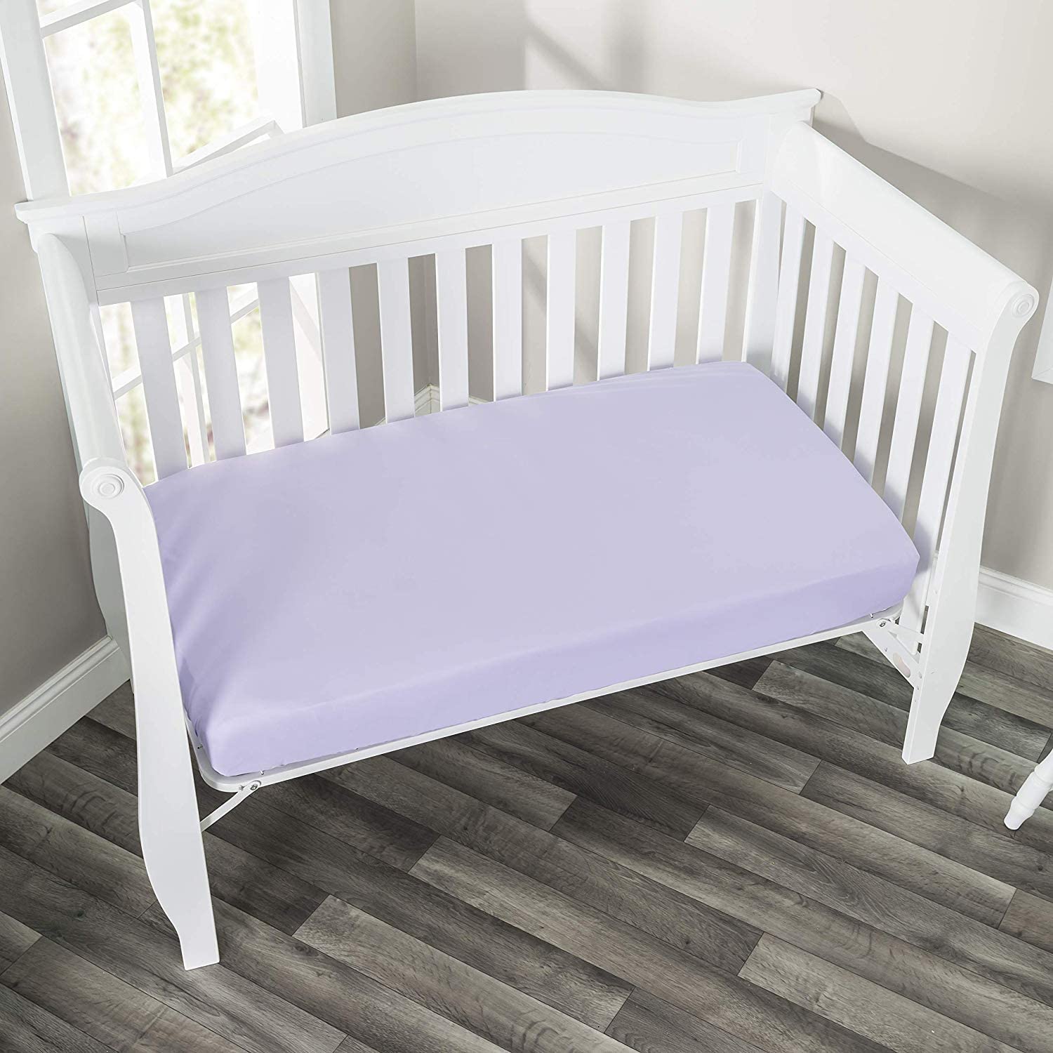 Back. PARKER SLATER - 2 Pack Fitted Sheet  Soft Breathable Polyester Fits Standard Size Mattress 28in X 52in - Princess/lavender - Ballerina.
