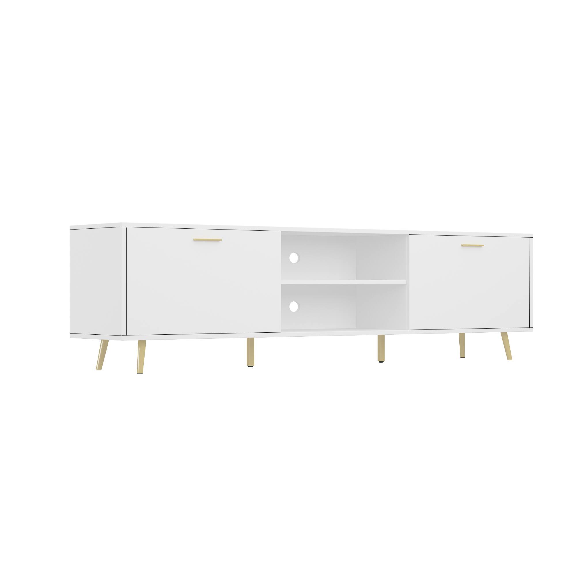 Left. FUFU & GAGA - FUFU&GAGA Modern Media Console - 80" TV Compatibility, Storage Cabinets & Sleek Design White - White.
