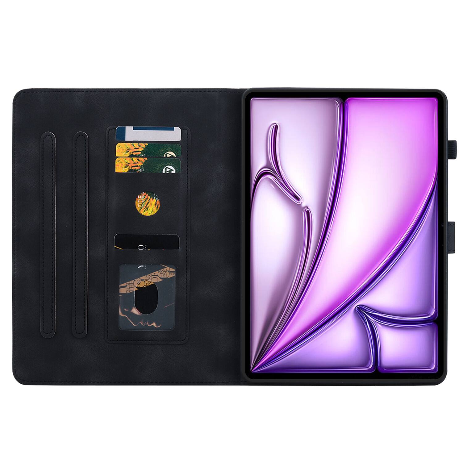 Angle. Dteck - For Apple iPad Air (M4) 13" 2026/M3 2025/M2 2024 & iPad Pro 12.9" 3rd-6th Flip Card Holder Leather Cover Anti-Slip Stand - Black.