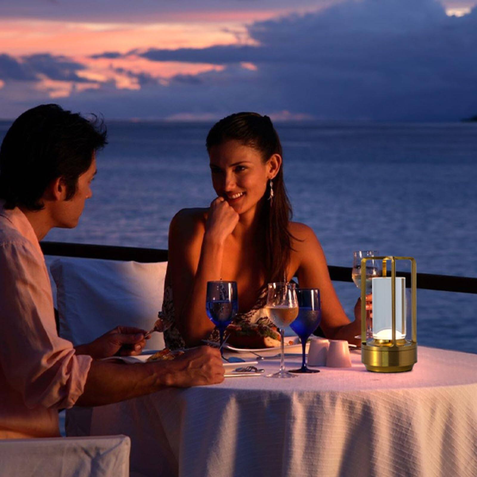 Alt View 1. Dazzling Pops - Portable Outdoor Table Lamp Cordless Dimmable Touch Table Light Rechargeable Battery Operated Lamp Premium - Orange.