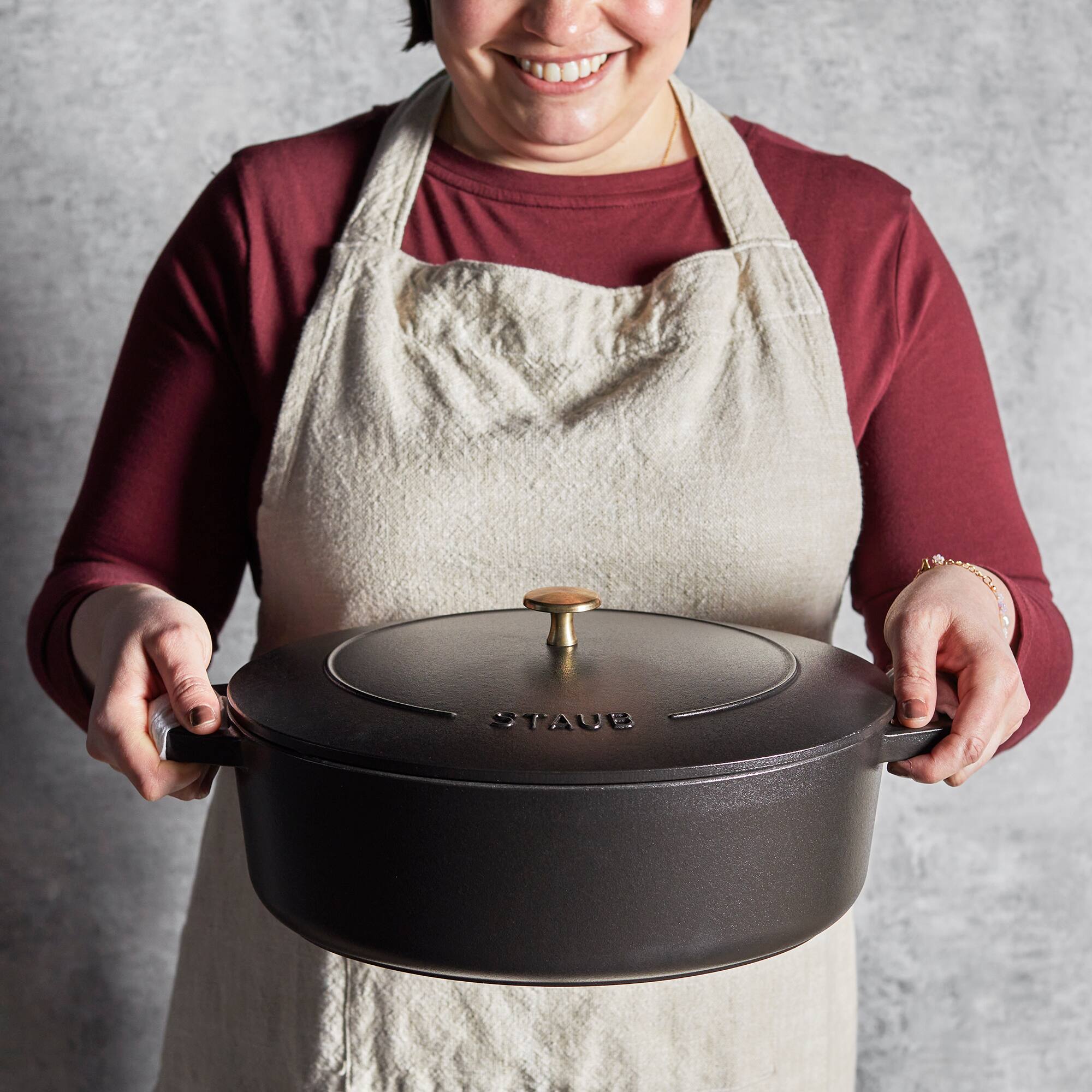 Alt View 2. Staub - Staub Cast Iron 6.25-qt Shallow Oval Dutch Oven - Black - Black.