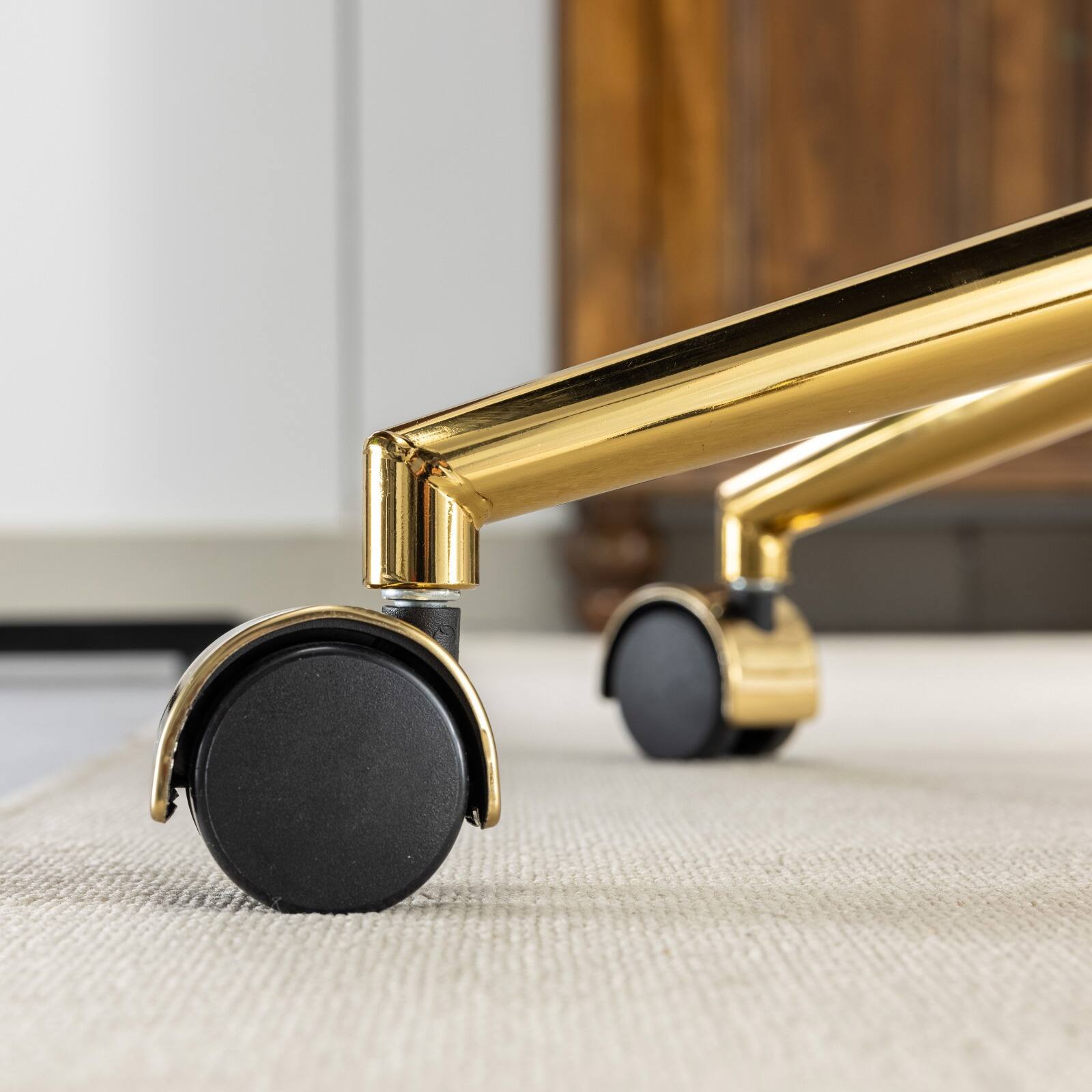 Alt View 6. Spaco - Spaco Office Chair, Executive Chair, Golden Metal Base, Artificial Rabbit Fur, for Home Office, Desk - Black.