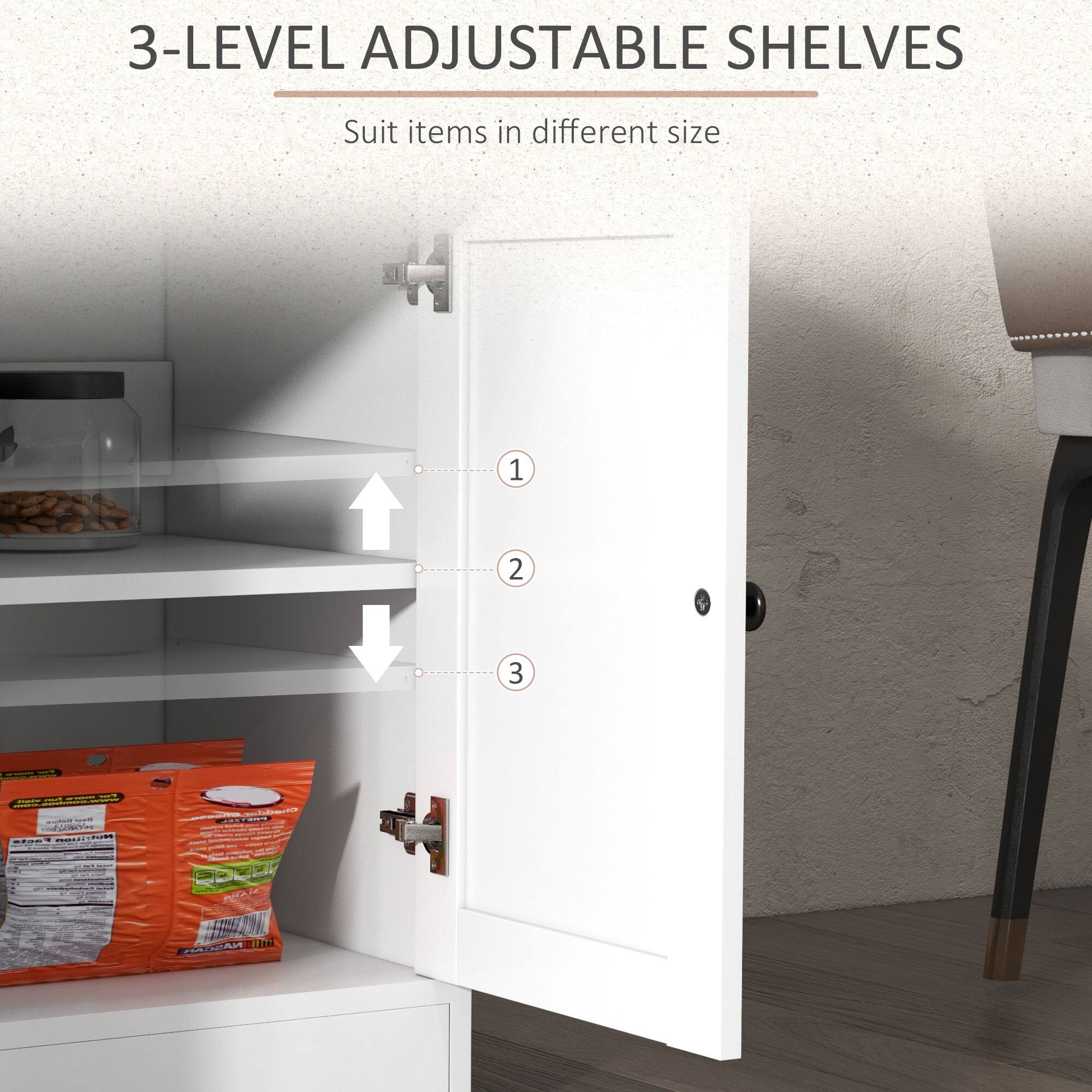 3-LEVEL ADJUSTABLE SHELVES Suit items in different size 1 2 3