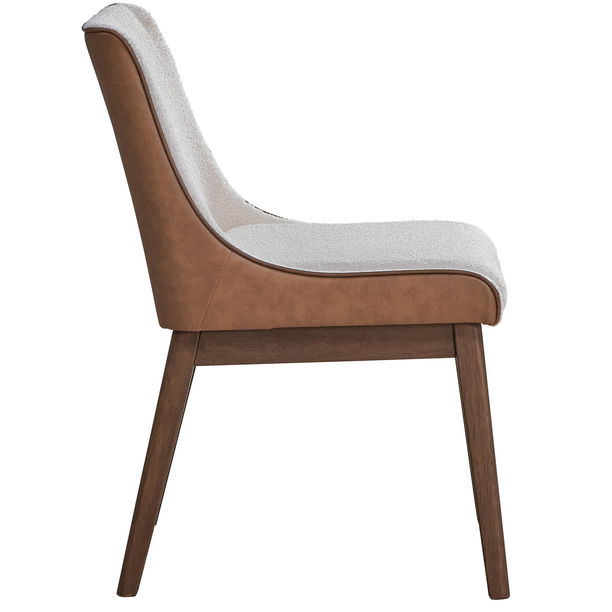 GOODSILO - Elegant Boucle and Velvet Upholstered Dining Chair with Finish, Set of 2 - Walnut - Thumbnail 2