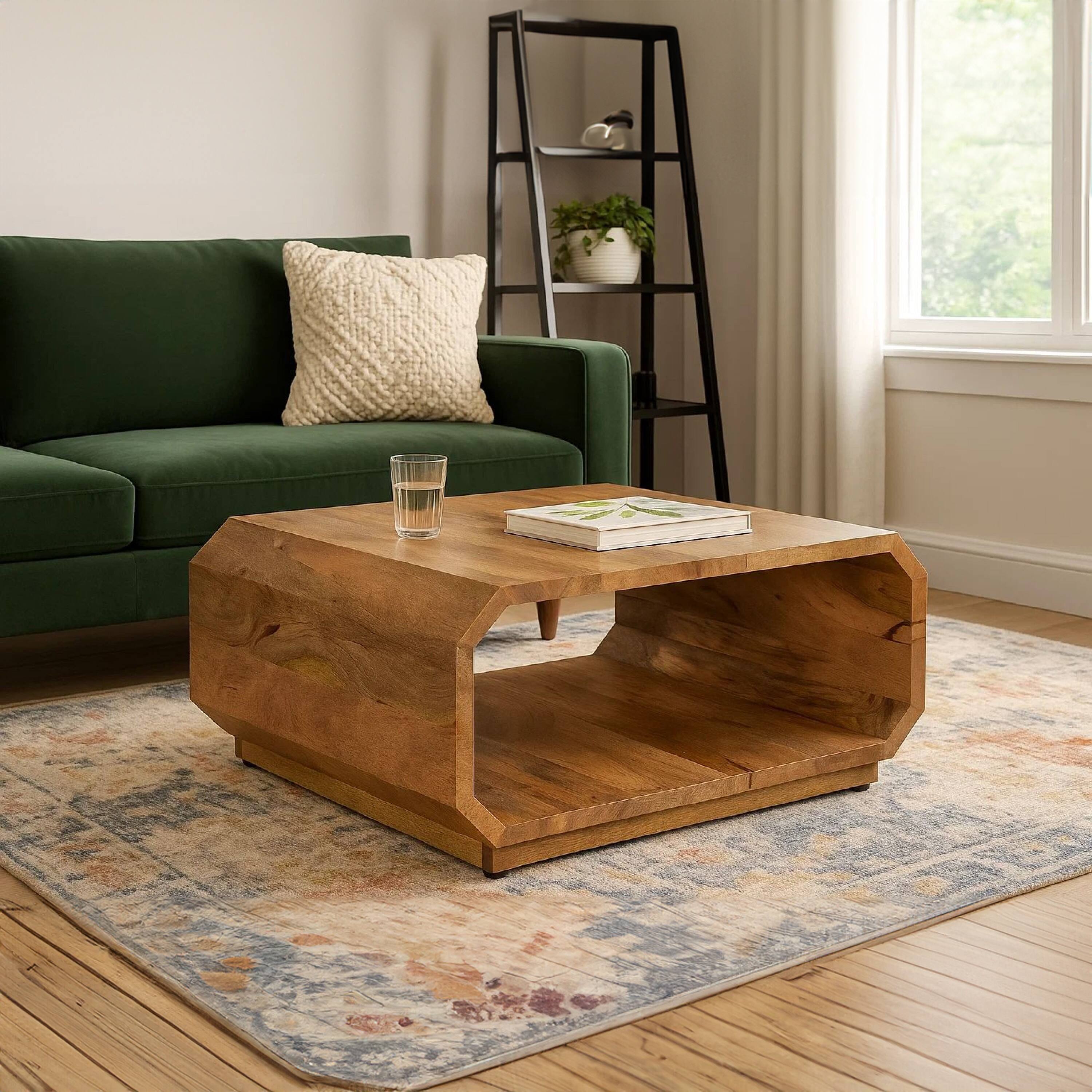 Alt View 8. Manhattan Lane - 30 Inch Coffee Table, Handcrafted Hollow Cube Shape - Brown.