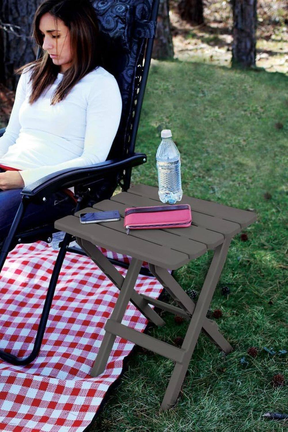 Alt View 10. Camco - Camco 51885 Large Adirondack Portable Outdoor Furniture Folding Table, Charcoal - Gray.