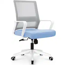 Neo Chair - Ergonomic Mesh Office Chair, Mid Back Desk Chair with Lumbar Support, Adjustable Swivel Wheels - Blue