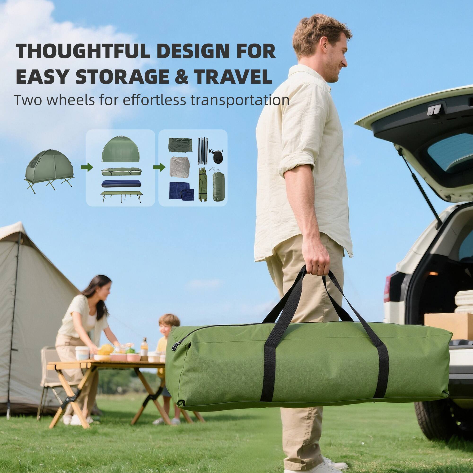 THOUGHTFUL DESIGN FOR EASY STORAGE & TRAVEL  
Two wheels for effortless transportation