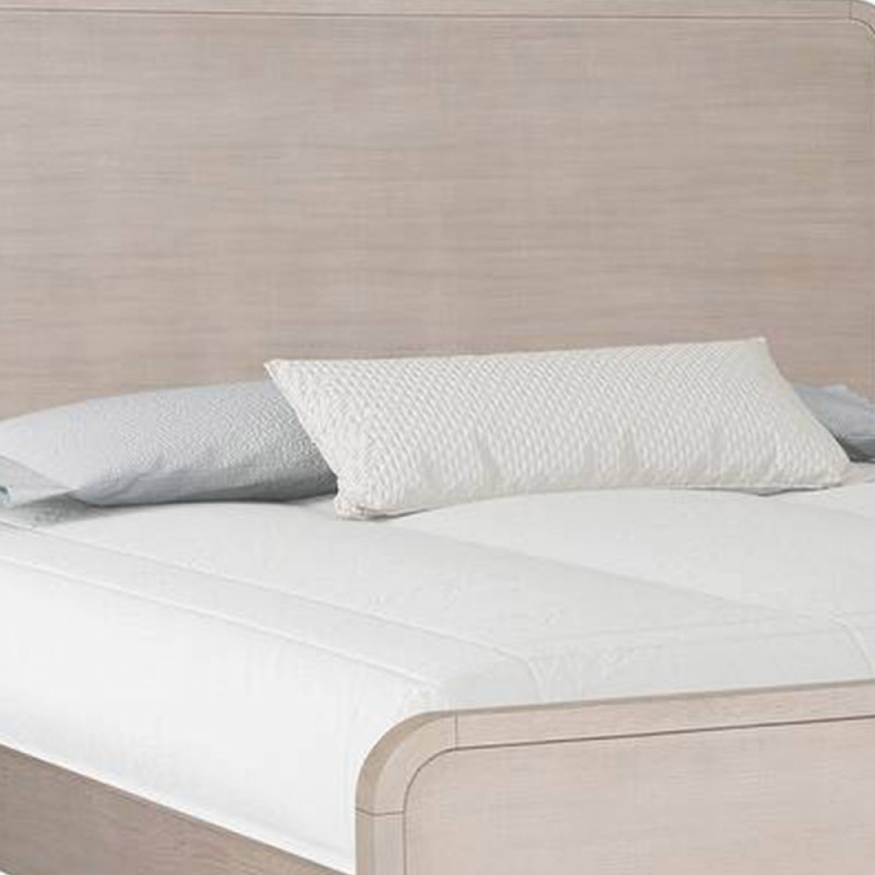Alt View 1. Manhattan Lane - Giva Queen Bed, Rounded Edges, Natural Oak Beige, Solid Rubberwood - Natural Oak Beige Brown.
