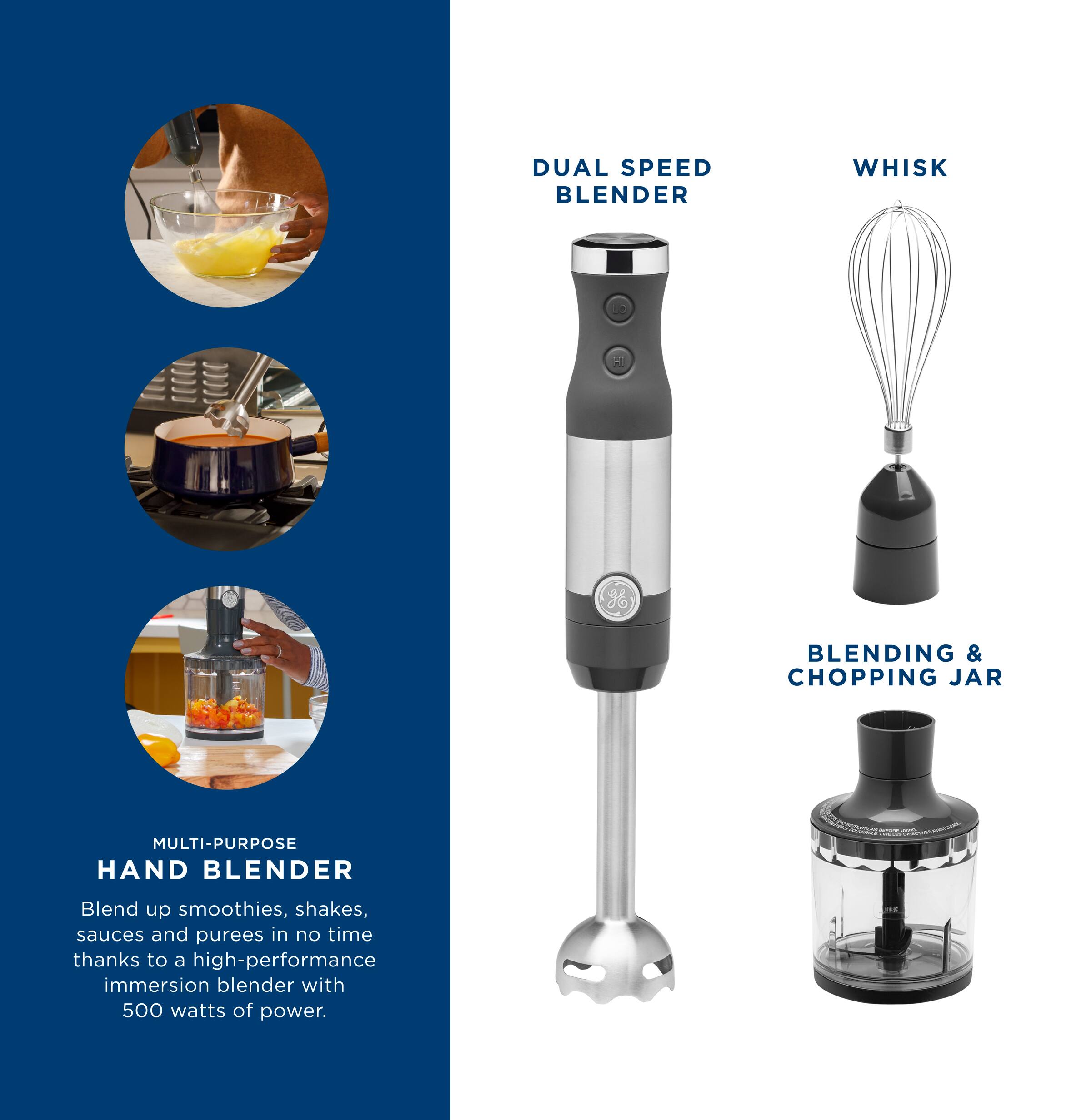 GE Immersion 2-Speed Handheld Blender (4 Piece Set) Stainless Steel ...