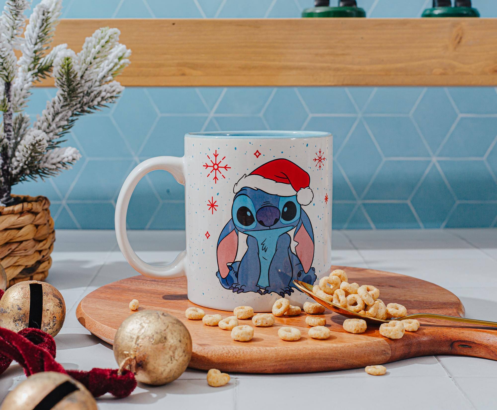 Alt View 2. Disney - Disney Lilo & Stitch Santa Hat Ceramic Mug | Holds 20 Ounces - Red.