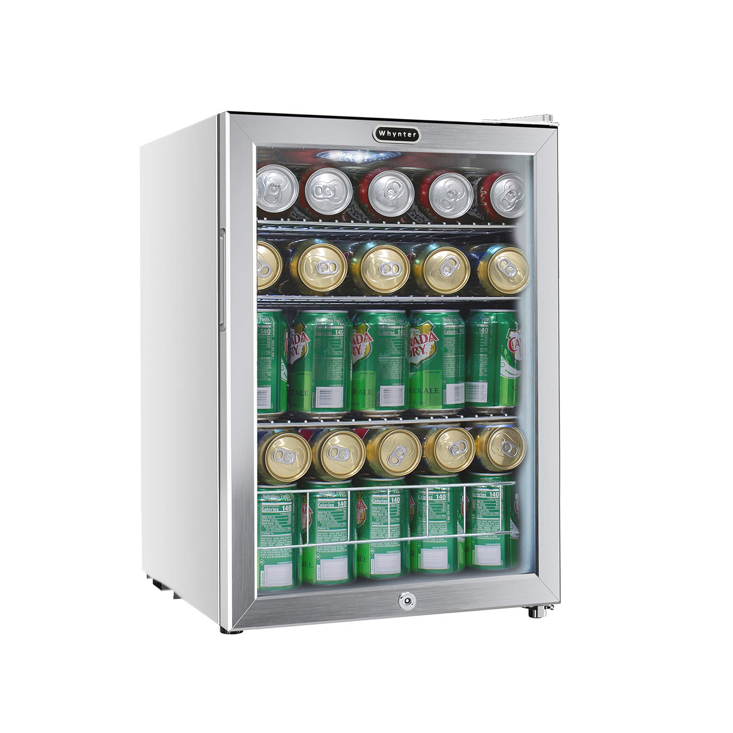 Whynter - 90-Can Beverage Refrigerator - White Cabinet/Stainless Steel Trim - Front_Zoom