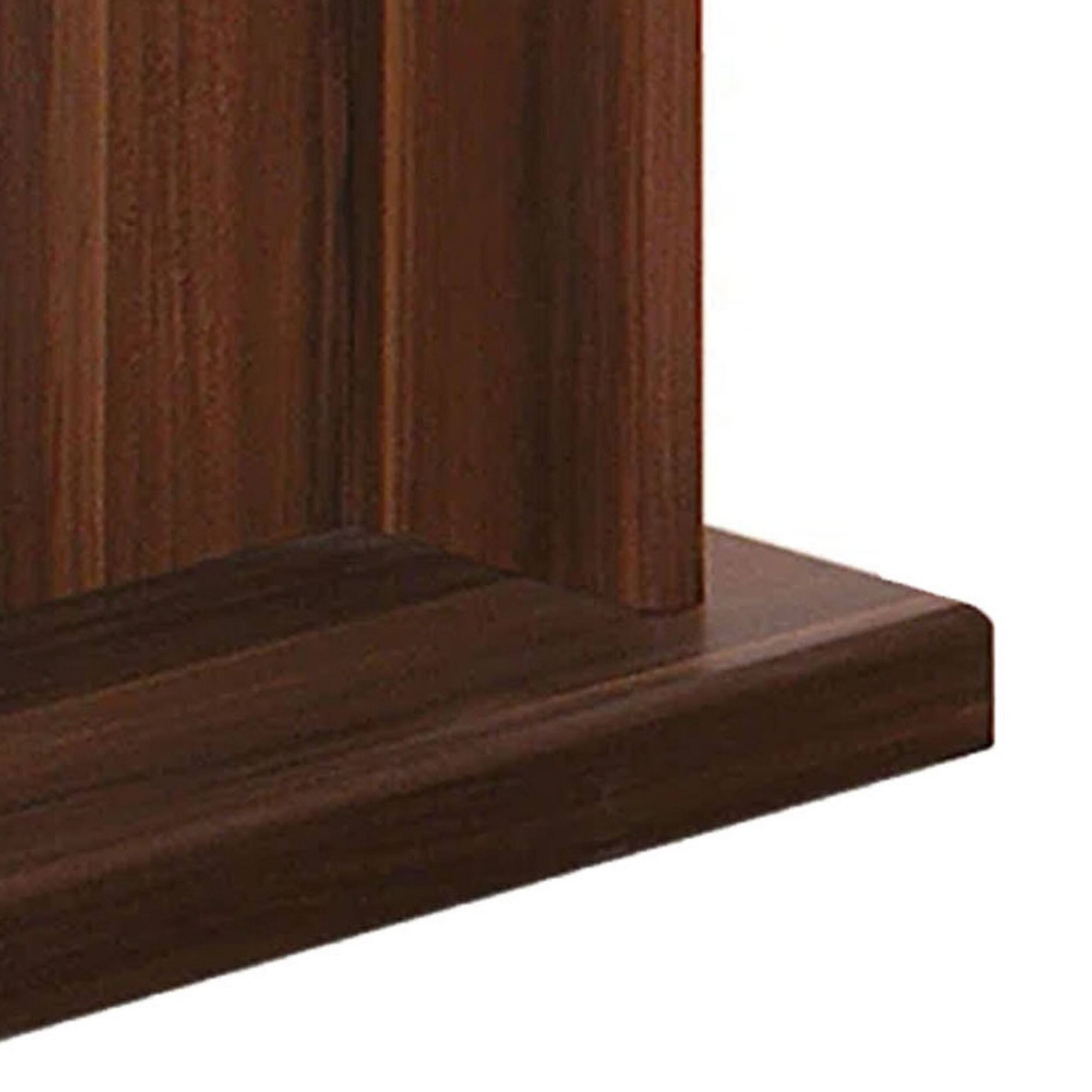 Alt View 3. Manhattan Lane - Liam 22 Inch Square Side End Table, Brown Wood, Pedestal Base, Glass Top - Brown, Black.