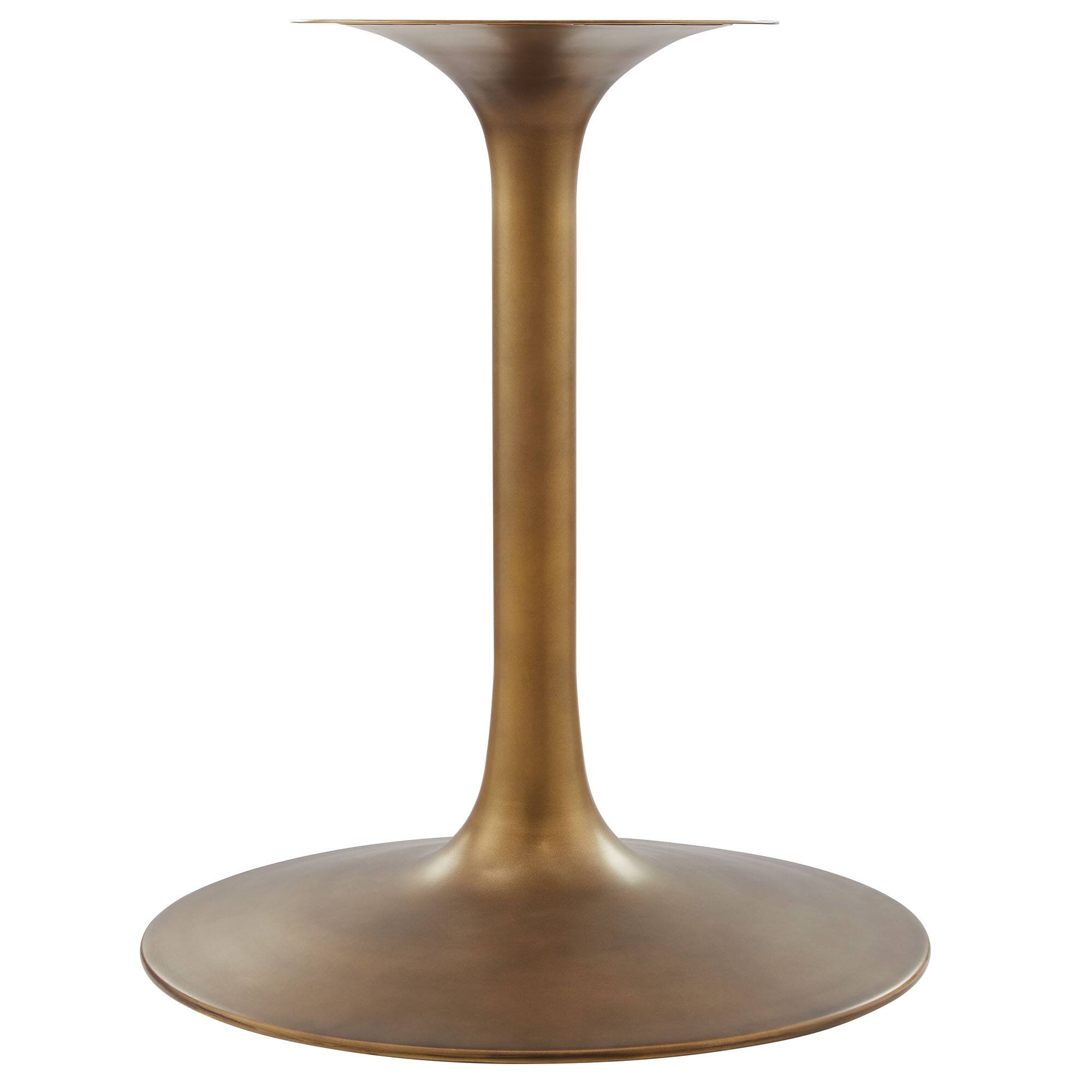 Alt View 4. Modway - Lippa 60" Round Pedestal Solid Wood Dining Table by Modway - Brass Walnut.